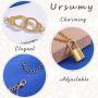 Ursumy Punk Layered Long Necklaces Gold Handcuffs Necklace Chain with Lock Pendant Necklace Jewelry for Women and Girls