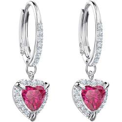 Swarovski Crystal Red Heart Drop Earrings