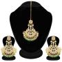 Aheli Indian Wedding Kundan Pearl Maang Tikka with Earring Set Bollywood Party Traditional Jewelry for Women Girls