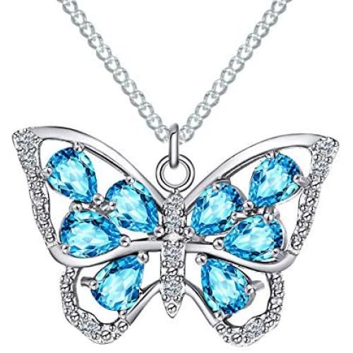 Butterfly Necklace, Purple Butterfly Necklace for Women, Butterfly Jewelry for Women, 925 Butterfly Necklace, Purple Butterfly Necklace, Butterfly Pendant, Blue Butterfly Necklace Sterling Silver