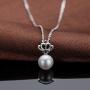 White Pearl Pendant Necklace Freshwater Cultured Pearl Dainty Queens Crown Necklace with Sterling Silver Chain Gifts for Women Girls Wife