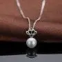 White Pearl Pendant Necklace Freshwater Cultured Pearl Dainty Queens Crown Necklace with Sterling Silver Chain Gifts for Women Girls Wife