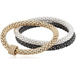 NINE WEST Boxed Tri-Tone Set of 3 Stretch Bracelet
