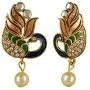 Efulgenz Indian Bollywood Traditional 14 K Gold Plated Crystal Pearl Peacock Wedding Choker Necklace Earrings Jewelry Set