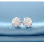 GEMSME Opal Halo Cubic Zirconia Stud Earrings Hypoallergenic Jewelry for Women Girls
