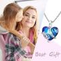 WOTEER Mom Necklace for Mom Birthday I Love You Mom Blue Crystal Necklace for Mom from Daughter