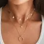 YienDoo Bohemia Multilayer Necklace with Octagonal Moon Crescent Pendant Gold Chain Jewelry for Woman and Girls