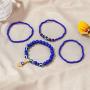 4 Pieces Evil Eye Bead Bracelets Lucky Hamsa Hand of Fatima Resin Beaded Stretch Bracelet Handmade Blue Eye Nazar Amulet Protection Bracelets Set Jewelry for Women Men