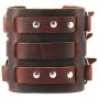 HZMAN Mens Alloy Ring Genuine Leather Bracelet Bangle Cuff Silver Tone Adjustable