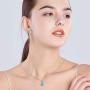 Mints Opal Jewelry Set Sterling Silver Pendant Necklace Stud Earrings October Birthstone Gemstone Fine Jewelry for Women
