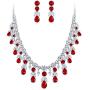 BriLove Womens Wedding Bridal CZ Cluster Leaf Teardrop Statement Necklace Dangle Earrings Set