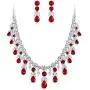 BriLove Womens Wedding Bridal CZ Cluster Leaf Teardrop Statement Necklace Dangle Earrings Set BriLove Womens Wedding Bridal CZ Cluster Leaf Teardrop Statement Necklace Dangle Earrings Set