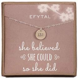 EFYTAL Half Marathon 13.1 Necklace, 925 Sterling Silver Disc Jewelry Gift for Athlete, Gifts for Athletes Runners
