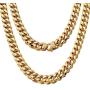 Jewelry Kingdom 1 Cuban Link Chain 18K Gold Necklace Bracelet for Men Women Stainless Chunky Thick Heavy Curb Link 15MM 8inches to 30inches