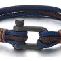 COOLSTEELANDBEYOND Men Women Steel Screw Anchor Shackle Nautical Sailor Navy Blue Brown Rope Wristband Wrap Bracelet