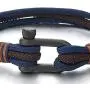 COOLSTEELANDBEYOND Men Women Steel Screw Anchor Shackle Nautical Sailor Navy Blue Brown Rope Wristband Wrap Bracelet