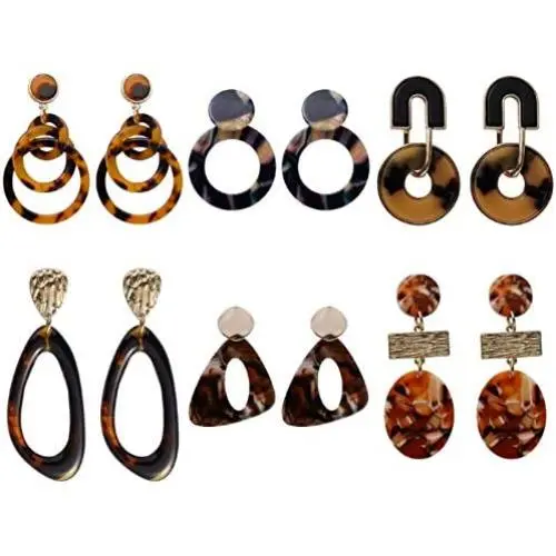 6 Pairs Resin Acrylic Vintage Drop Dangle Stud Earrings Jewelry for Women and Girls(Factory direct sales) 6 Pairs Resin Acrylic Vintage Drop Dangle Stud Earrings Jewelry for Women and Girls(Factory direct sales)