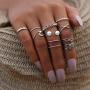 10-20 Pcs Vintage Knuckle Stackable Rings Set for Women, Bohemian Gold/Silver Plated Comfort Fit VSCO Wave Joint Finger Rings Gift