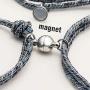 Personalized Magnetic Couple Bracelets,Braided Bracelet with Magnetic Charm for Couple Gift Jewelry 2pcs