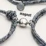 Personalized Magnetic Couple Bracelets,Braided Bracelet with Magnetic Charm for Couple Gift Jewelry 2pcs