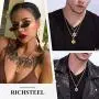 Richsteel Star of David Necklace for Men Women Stainless Steel/18K Gold Plated Hexagram Pendant with 22 Inches Chain Jewish Israel Jewelry