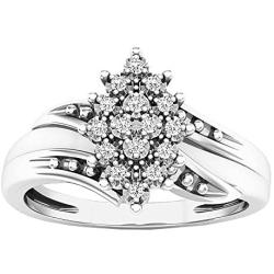 Dazzlingrock Collection 0.10 Carat (ctw) 10K Gold Round White Diamond Ladies Cluster Flower Ring 1/10 CT