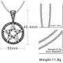 Stainless Steel Powerful Pentacle Necklaces Pentagram, Wicca Traditional Seal of Solomon Pendant, 23.5 Inch Curb Chain