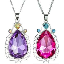 2pcs Sofia Amulet Necklace Teardrop Amethyst Pendant Necklace Sofia The First Princess Costumes Jewelry Girls Necklace