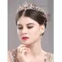 Yean Gold Wedding Crown Bridal Tiaras with Earrings Pink Purple Headband for Women and Girls (Pink) Yean Gold Wedding Crown Bridal Tiaras with Earrings Pink Purple Headband for Women and Girls (Pink)