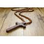 Mealguet Jewelry Wooden Large Big Wood Bead Religious Catholic Crucifix Rosary Cross Pendant Necklace for Men,First Communion Gift Inspirational Cross for Prayer