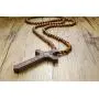 Mealguet Jewelry Wooden Large Big Wood Bead Religious Catholic Crucifix Rosary Cross Pendant Necklace for Men,First Communion Gift Inspirational Cross for Prayer