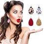 Duufin 25 Pairs Leather Earrings Teardrop Earring Set Lightweight Faux Leather Leaf Earrings Flower Leopard Print Petal Drop Earrings for Women and Girls
