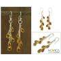 NOVICA Citrine .925 Sterling Silver Dangle Hook Earrings Sunlit Waterfall
