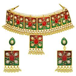 Aheli Indian Traditional Bollywood Style Enamel Necklace Earring Set Ethnic Jewelry