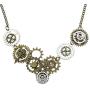 RechicGu Style A Watch Clock Clockwork Hand Gear Cog Steampunk Necklace Vintage Gold and Silver