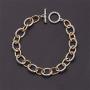 Simple Style Link Bracelet Two Tone Circles Chain Silver and Gold Wire Cable Bangle Designer Inspired Bracelets for Women Girls Boys Birthday Holiday Unique Jewelry Gifts