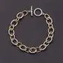 Simple Style Link Bracelet Two Tone Circles Chain Silver and Gold Wire Cable Bangle Designer Inspired Bracelets for Women Girls Boys Birthday Holiday Unique Jewelry Gifts