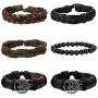 FIBO STEEL 12-17 Pcs Leather Bracelet for Men Women Woven Cuff Bracelet Adjustable