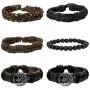 FIBO STEEL 12-17 Pcs Leather Bracelet for Men Women Woven Cuff Bracelet Adjustable