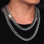 Luxfine 12mm Miami Cuban Link Chain 14K REAL Gold Plated Hypoallergenic Hip Hop Jewelry Premium Stainless Steel Necklace For Men Women (No Color Fade, Double-sided Iced Out Clasp)