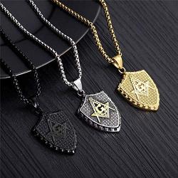 My Daily Styles Stainless Steel Mens Freemason Necklace - Masonic Symbol Pendant Necklace - 22'' Inch Chain
