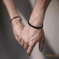 WISTIC His and Hers Couple Bracelet Stainless Steel Adjustable Cuff Bracelet for Women Men