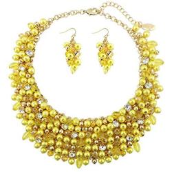 Bocar Fashion Crystal Chunky Collar Statement Necklace Earring Set for Women Gift (NK-10260)