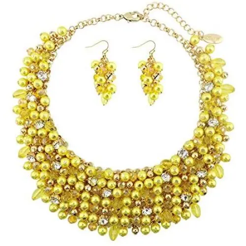 Bocar Fashion Crystal Chunky Collar Statement Necklace Earring Set for Women Gift (NK-10260) Bocar Fashion Crystal Chunky Collar Statement Necklace Earring Set for Women Gift (NK-10260)
