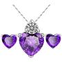 Hithop Premium Quality Womes Elegant Necklace Earrings Lady Jewellery Crystal Pendant for Girls Decoration Purple