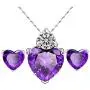 Hithop Premium Quality Womes Elegant Necklace Earrings Lady Jewellery Crystal Pendant for Girls Decoration Purple