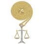 charlinliol Scales of Justice Necklace Balance Libra Pendant Gold Plated Copper Necklace Zircon Iced Out Jewery for Men and Women Chain 24 inches