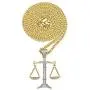 charlinliol Scales of Justice Necklace Balance Libra Pendant Gold Plated Copper Necklace Zircon Iced Out Jewery for Men and Women Chain 24 inches