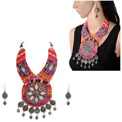 Zephyrr Afghani Turkish Tribal Long Pendant Necklace & Earrings Jewellery Sets for Women(JAN-2307)