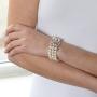 Mariell Genuine Freshwater Pearl 3-Strand Bridal Bracelet - Luxe 3-Row Pearl Bracelet with CZ Clasp